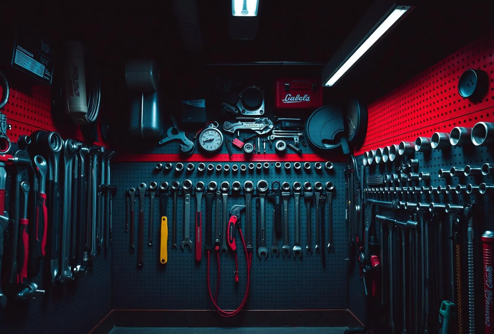 Organized wall of automotive hand tools